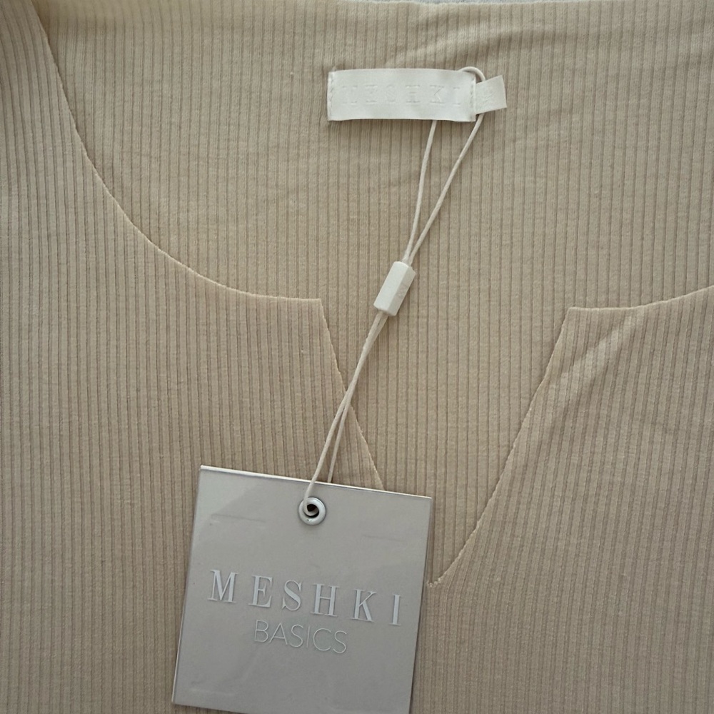 Meshki Basics Cream Ribbed Top - Picture 2 of 3